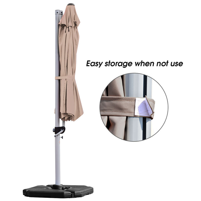 Costway Parasol deporte pour patio de 11 pieds, rotation a 360 degres, inclinaison en aluminium, beige