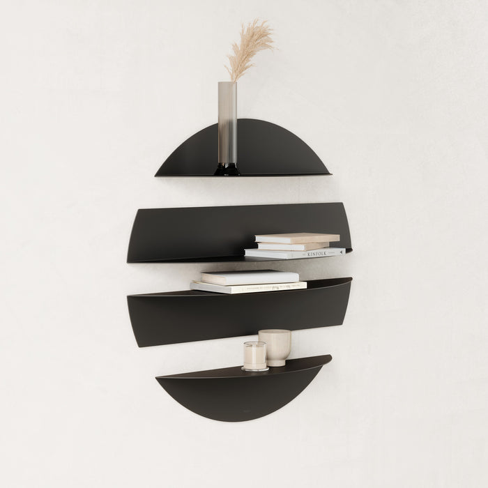 Tablettes murales flottantes décoratives modernes Solis de Umbra en acier - noires