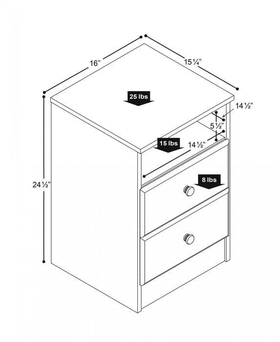 Table de nuit Astrid à 2 tiroirs pour enfants - blanche