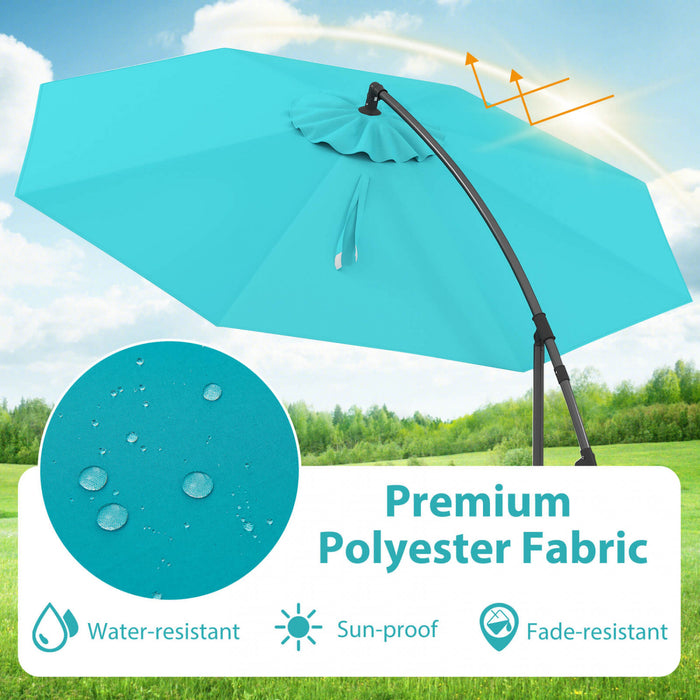 Parasol deporte Costway 10 FT avec reglage d'inclinaison facile, base croisee, haut ventile, turquoise