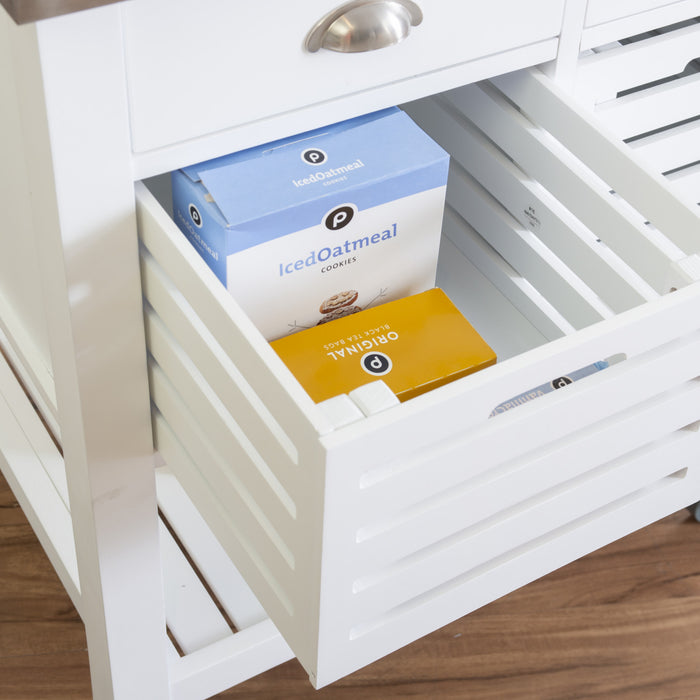 Chariot-bar de rangement Robbin en bois pour la cuisine - blanc