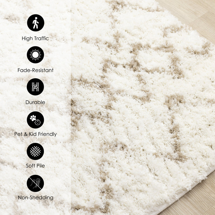 Tapis Taylor creme en treillis marron, 6'7\" x 9'6\"