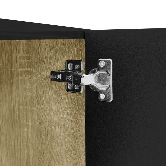 Meuble Tv Moderne Frances Avec 4 Portes, Noir Laque Brillant