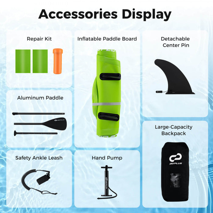 Petite Planche Gonflable De Sup Goplus, Planche De Pagaie Portable Avec Des Anneaux 5d