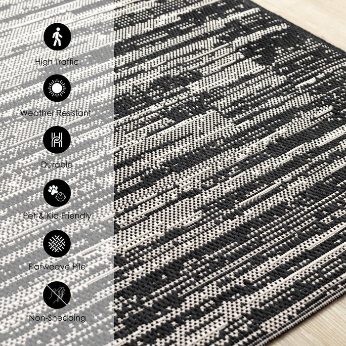 Tapis d'exterieur Jackson noir et gris vieilli, 5'3\" x 7'7\"