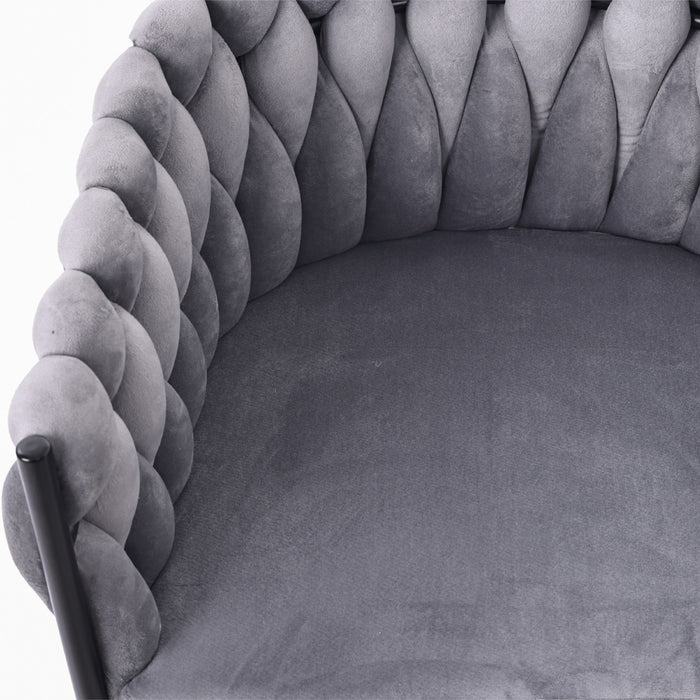 Chaises de salle a manger pivotantes Amelia en velours avec revetement capitonne et pieds en metal, lot de 2, gris