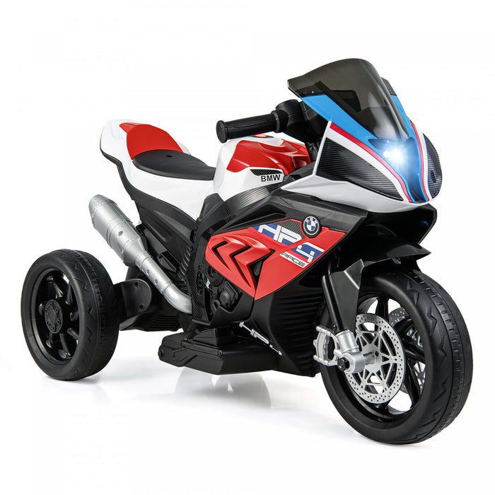 Costway 12v Enfants Rouler Sur Moto Bmw 3 Roues Electriques Sous Licence Jouet W / Lumiere Et Musique Rouge