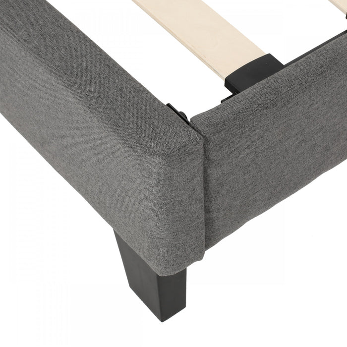 Lucia Cadre De Lit Plateforme Capitonne Avec Couture Waffle, Taille King, Gris Charbon