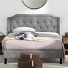 Kellen Upholstered Platform Bed with Headboard in Light Grey - Queen Size | Kellen lit plateforme rembourré avec tête de lit gris pâle - Grand