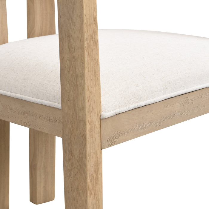 Chaise De Salle À Manger James Avec Accoudoirs, Ensemble De 2, Cadre En Bois D’hévéa - Beige