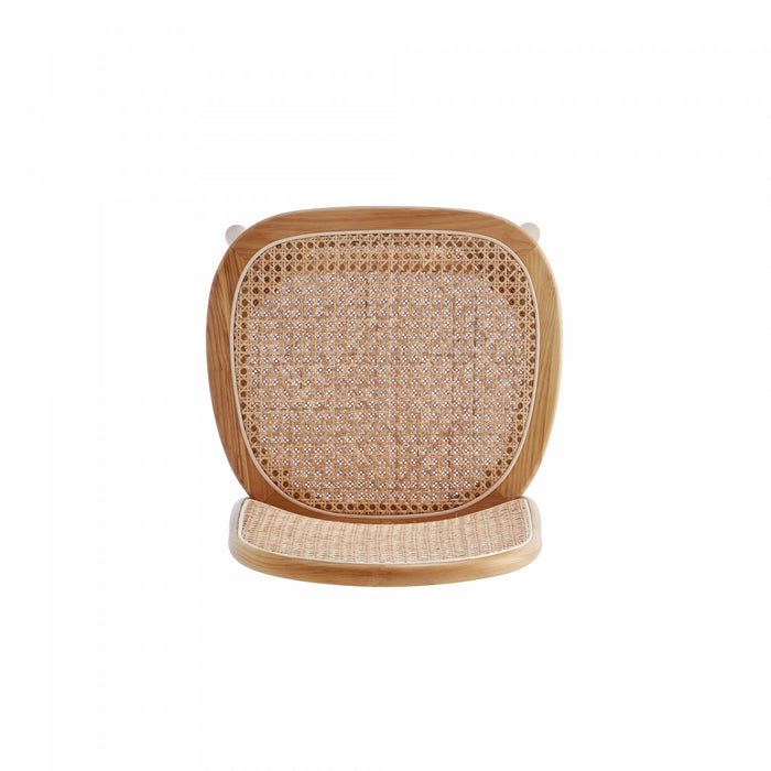 Chaise de salle a manger Paragon Industry Chic avec dossier en cannage et assise rembourree en bois, coloris flocon d’avoine - Lot de 4