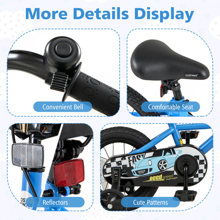 Costway 12\" Velo D'entrainement Pour Enfants Avec Roues D'entrainement Amovibles Pneumatiques Navy