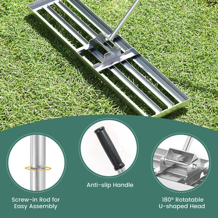 Costway Pelouse Nivelant Rake 42 \"x 10\" Outil De Pelouse De Niveau Pour Jardin Arriere-cour/pelouse Argent