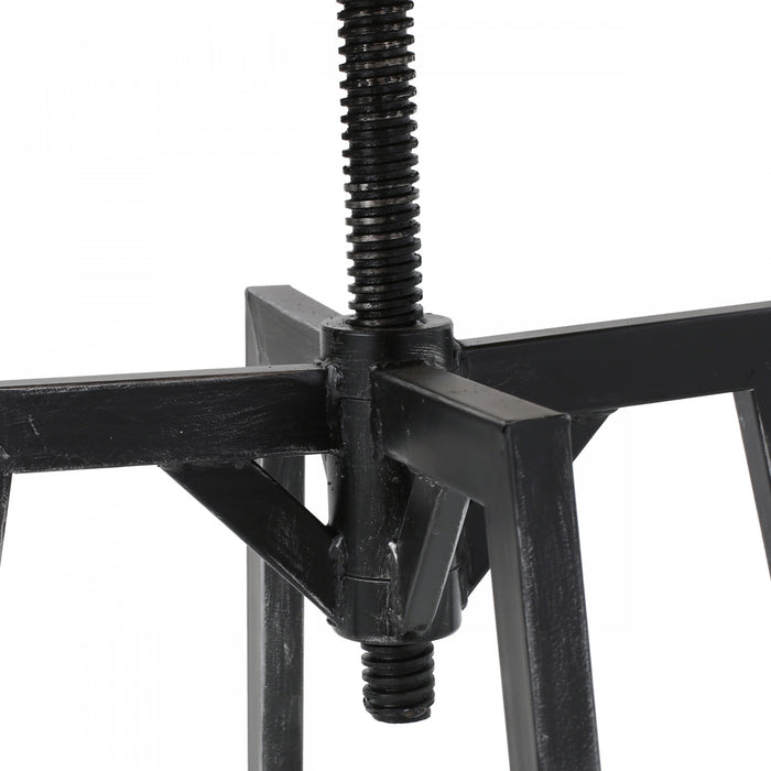 Tabouret De Bar Denise Avec Siège En Bois Pivotant Et Réglable, Structure Métallique - Noir Antique