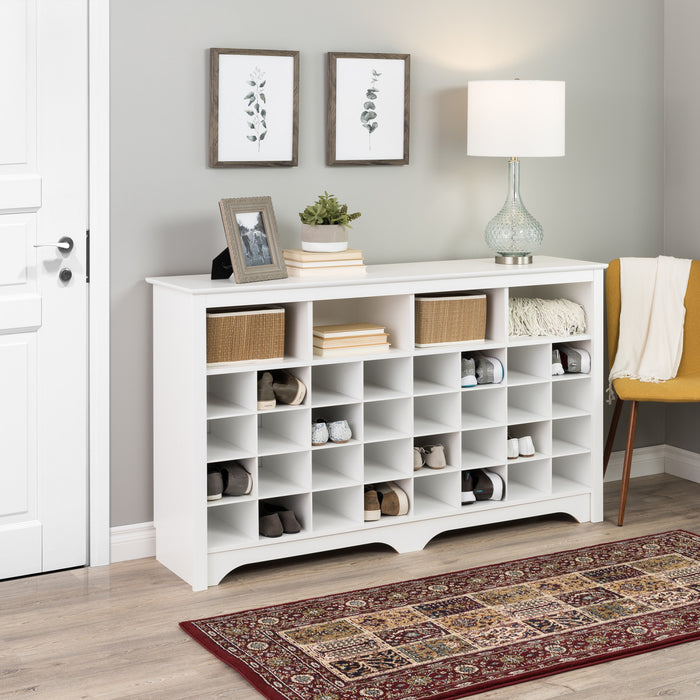 Console à compartiments pour chaussures - blanche