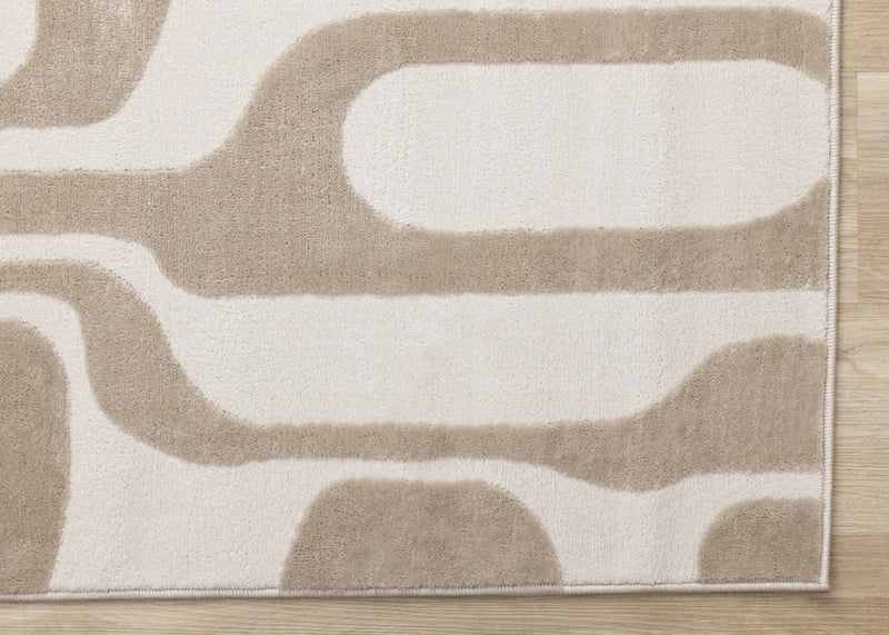 Carpette Leopold beige et crème de style moderne du milieu du 20e siècle - 2 pi 7 po x 4 pi 11 po