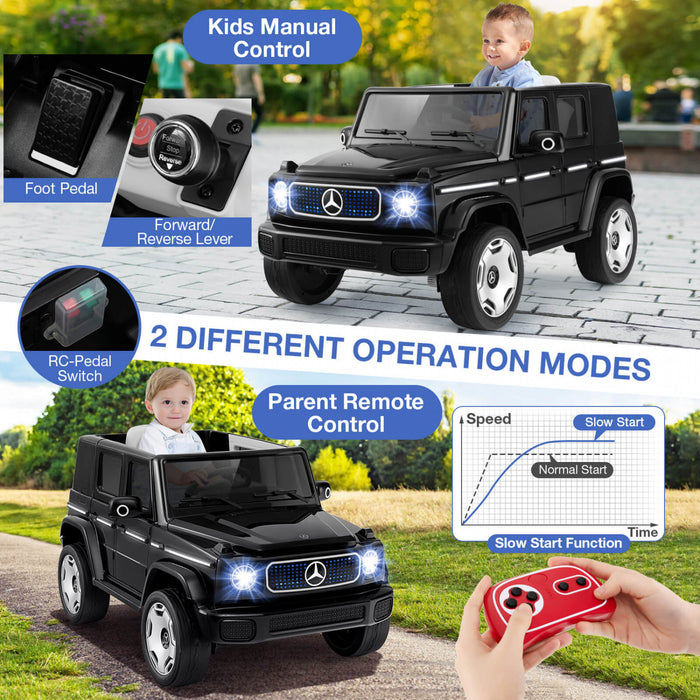Costway Licence Mercedes-benz Eqg Enfants Ride Sur Voiture Avec Telecommande Detachable Batterie Noir