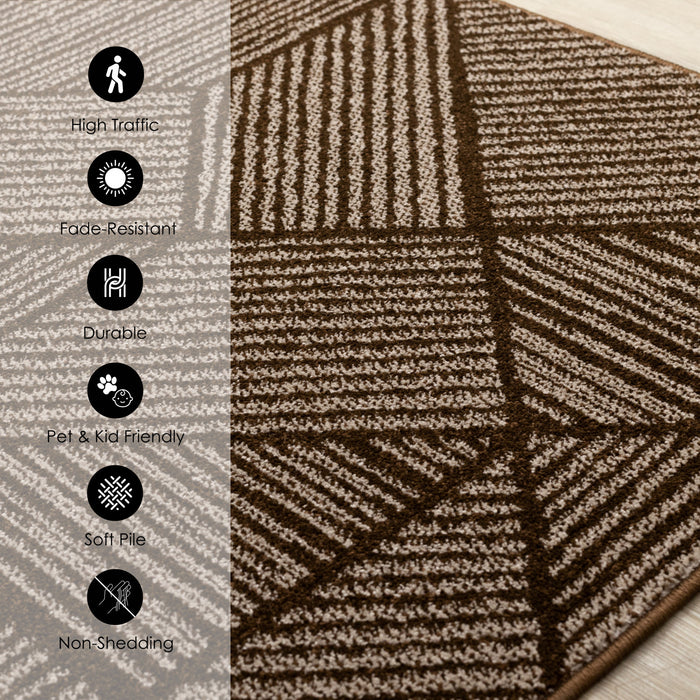 Tapis Covington brun taupe a rayures geometriques, 5'3\" x 7'7\"