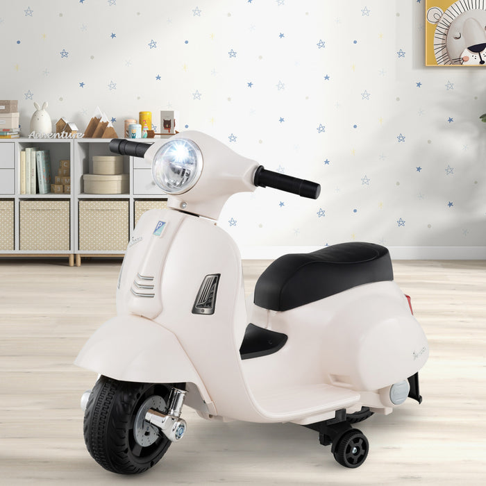 Costway Enfants Rouler Sur Moto Avec Roues D'entrainement Phare Corne 6v Batterie Blanche