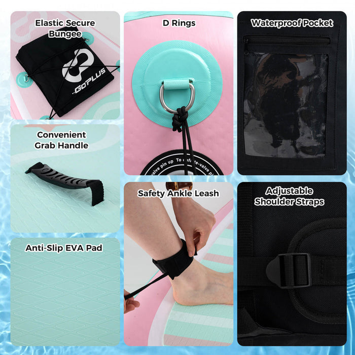 Petite Planche Gonflable De Sup Goplus, Planche De Pagaie Portable Avec Des Anneaux 5d