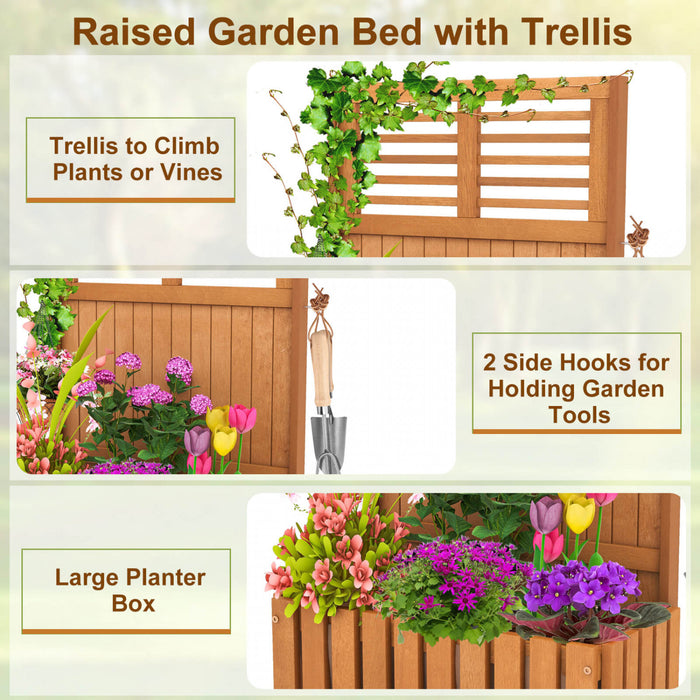 Costway Plante En Bois Stand Souleve Lit De Jardin Avec Trellis & Planter Box Ecran De Confidentialite
