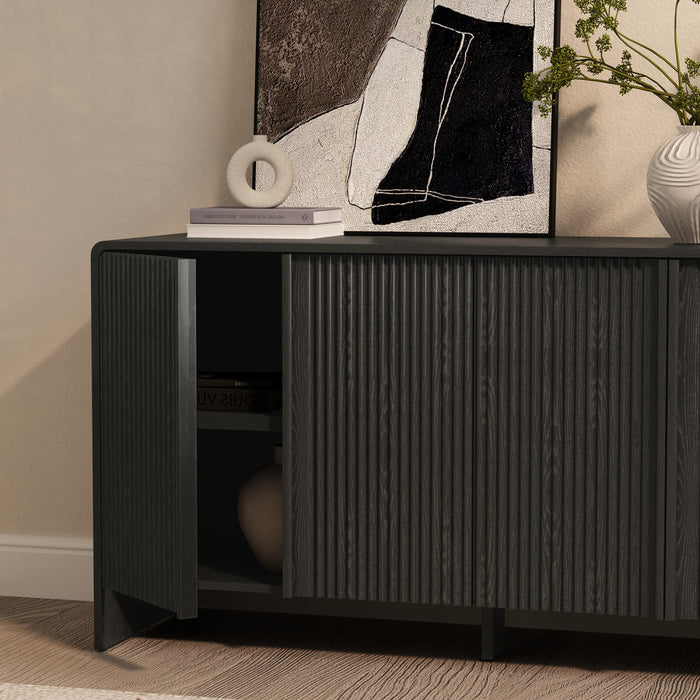 Buffet contemporain Novara 60\" en noir (4 portes)