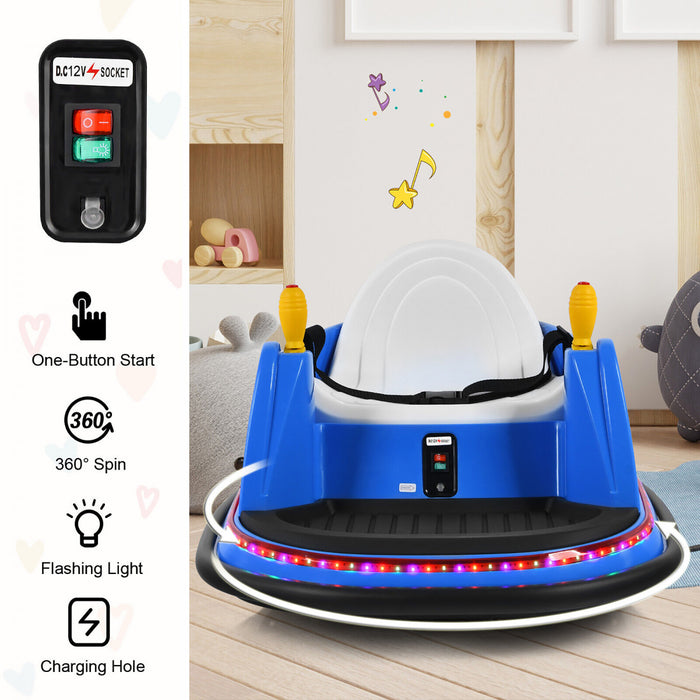 Costway 12v Vehicule 360¡a Spin Race Toy Kids Ride Sur La Voiture Pare-chocs Avec Telecommande Bleue