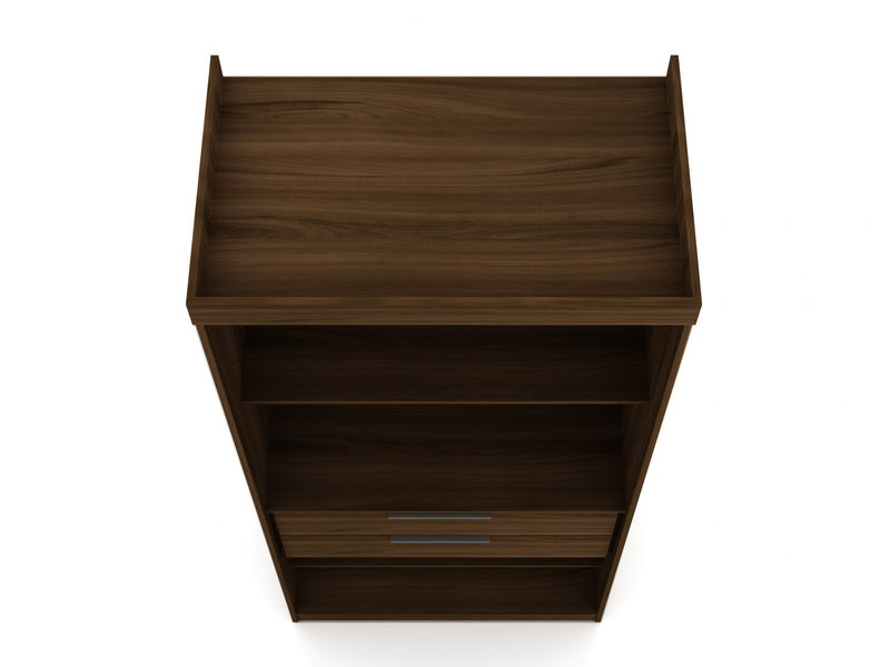 Armoire-penderie contemporaine moderne Mulberry 13 pieces en brun chataigne