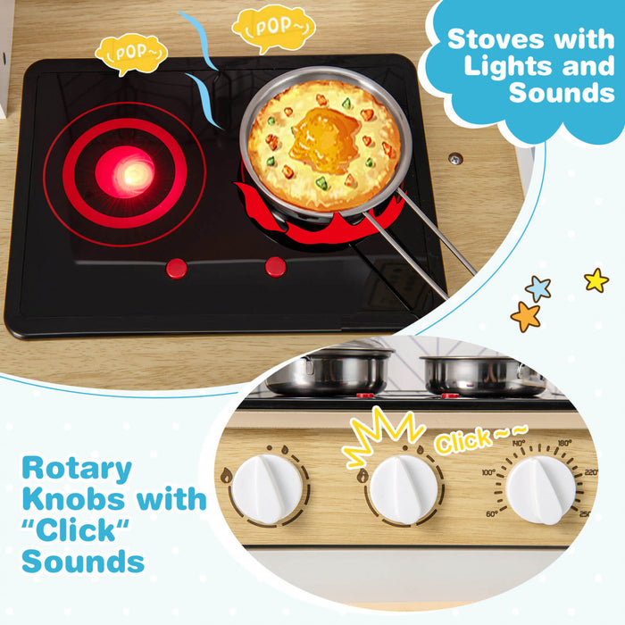 Costway Kids Kitchen Playset Avec Lumieres Sons Micro-ondes Four Cuisine Accessoires