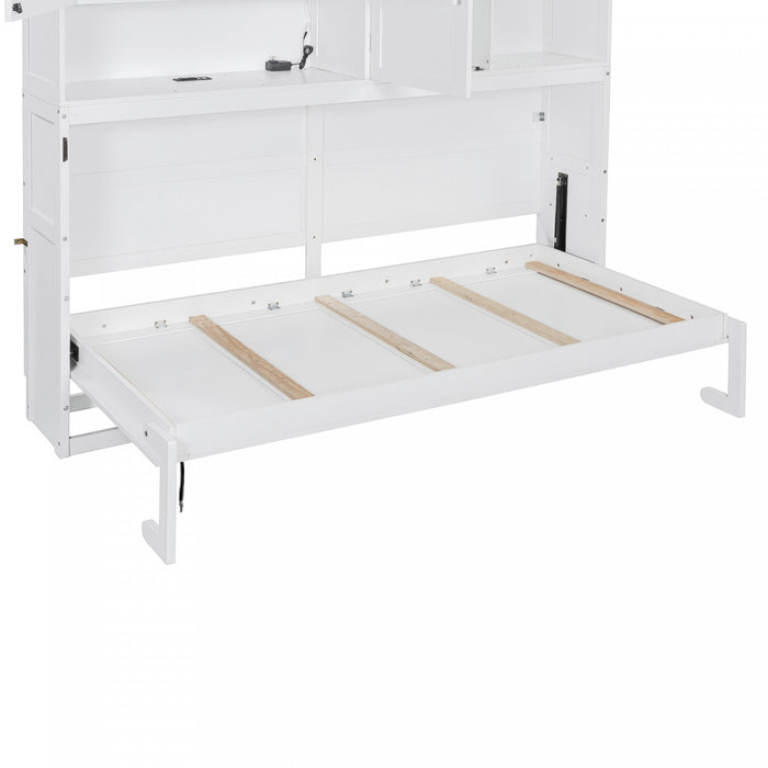 Ethan Lit escamotable gain de place avec rangement et design pliable, Taille simple, Blanc