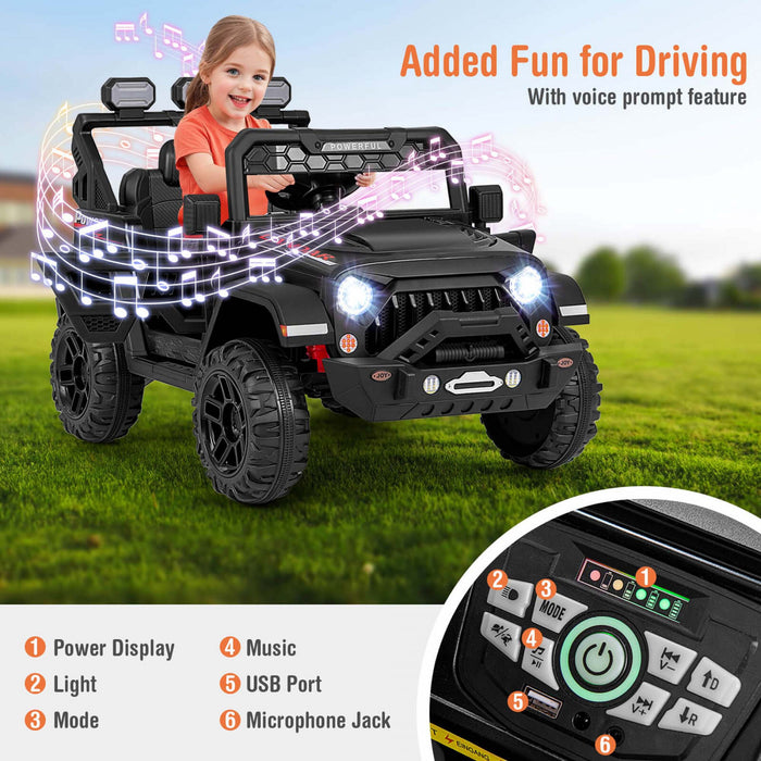Costway 12v Enfants Roulent Sur Le Camion Avec 2 * 12v Moteurs Suspension De Ressort Et Telecommande Noir