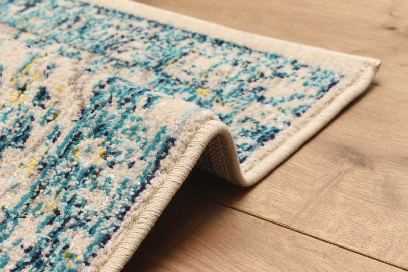 Tapis de Couloir Traditionnel Daria 2'8\" x 8'2\" en Bleu