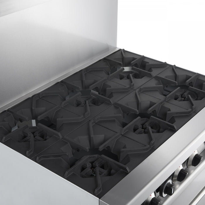 Cuisiniere a gaz Commerciale en acier inoxydable de 36 po, 6 bruleurs, 180 000 BTU – FCMGR0093-36