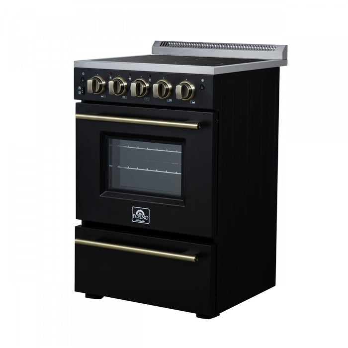 Cuisiniere electrique Loiano de 24 po en noir, 2,3 pi³ avec tiroir de rangement - FFSEL6099-24BLK
