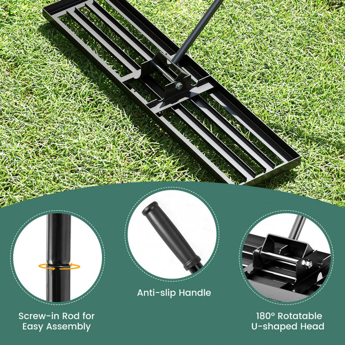 Costway Pelouse Nivelant Rake 42 \"x 10\" Outil De Pelouse De Niveau Pour Jardin Arriere-cour/pelouse Noir