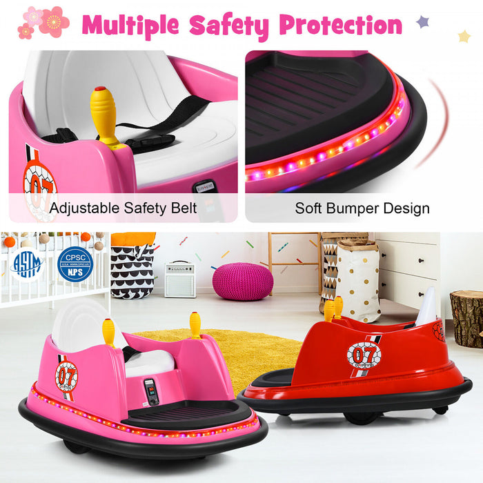 Costway 12v Vehicule 360¡a Spin Race Toy Kids Ride Sur La Voiture Pare-chocs W / Telecommande Rose