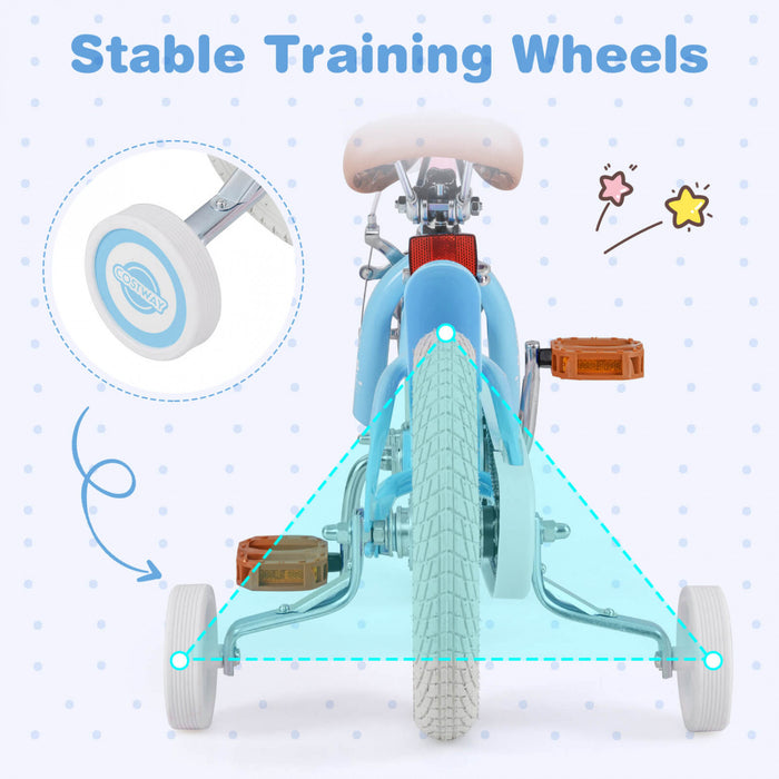 Bicycle Costway 12\" Pour Enfants De 3 A 4 Ans Bicycle Avec Frein A Main Avant Bleu