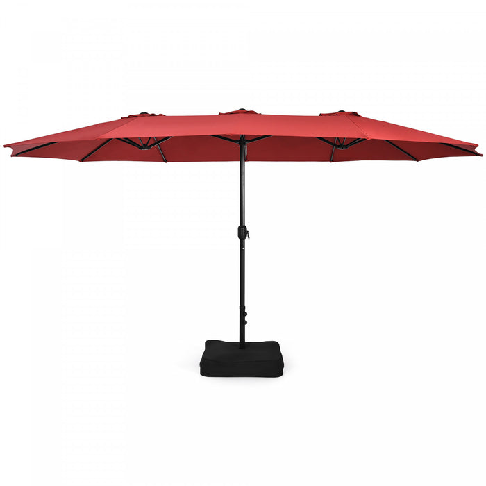 Costway Parasol double face de 15 pieds pour patio, parasol de marche exterieur, bordeaux