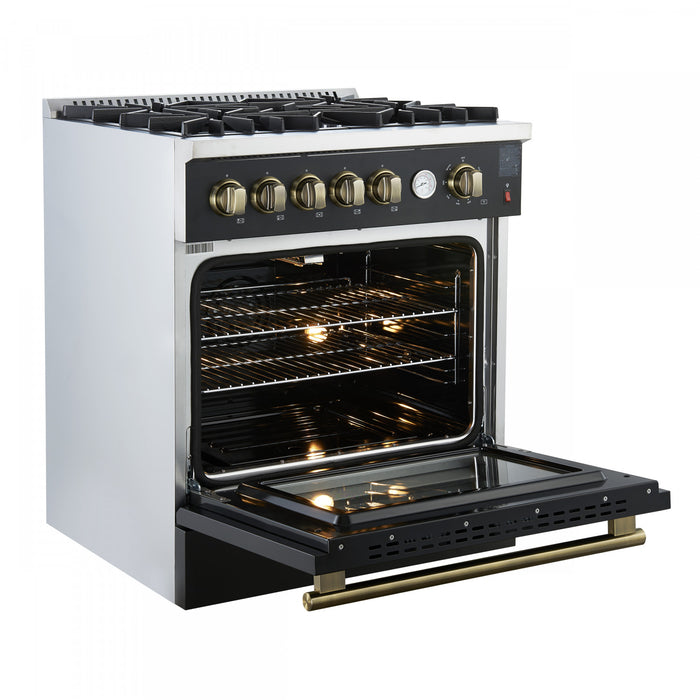 Cuisiniere a gaz Giovanni 30 pouces noire, 4,32 pi³ – FFSGS6274-30BLK
