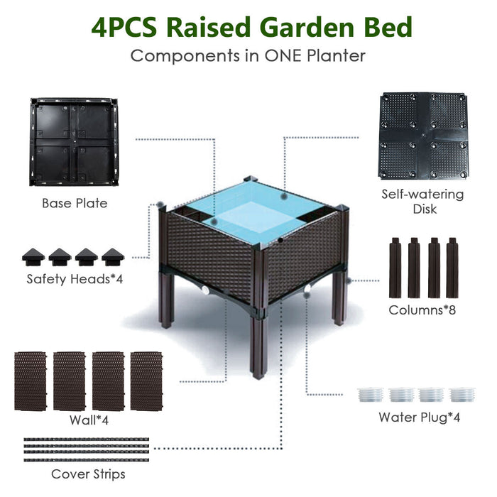 Lot De 4 Jardinieres Sur Pieds Costway