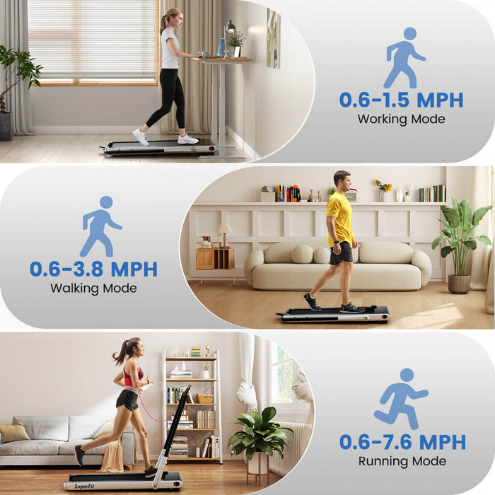 Tapis Roulant Pliant 3 En 1 Superfit Avec Ecran Led A Telecommande Smart Apps Et Haut-parleurs Argent