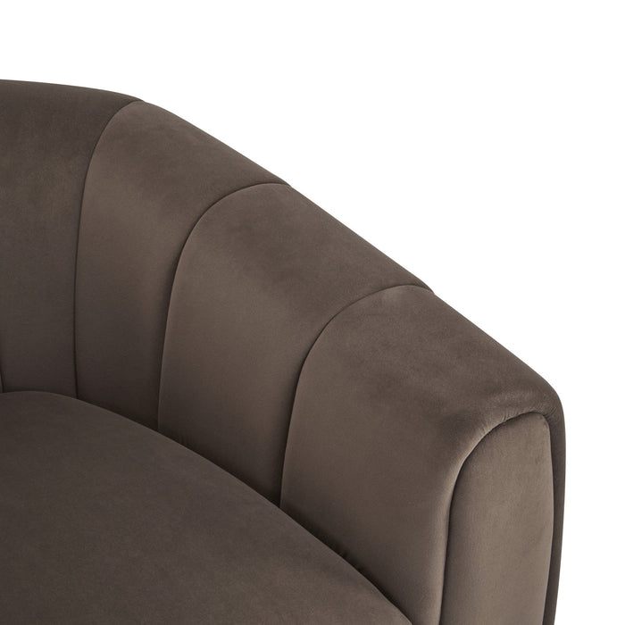 Vela Fauteuil Club Moderne en Velours Pivotant a Coque, Noir, Brun Fonce