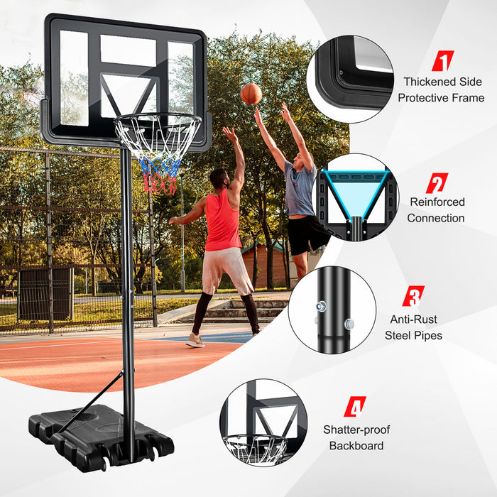 Support De Panier De Basket-ball Portable De Marque Costway Hauteur Reglable Avec Roues Arriere Incassables