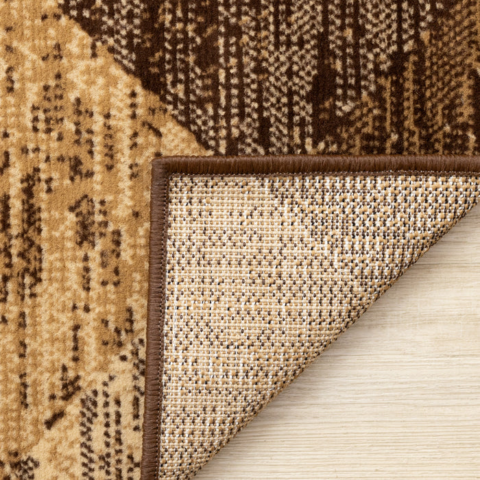 Tapis Florence a motif de losanges vieillis brun beige, 7'9\" x 10'6\"