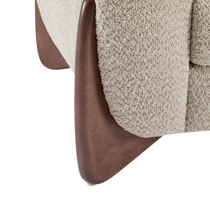 Lillian Canape deux places moderne en bois massif avec revetement en boucle, assise confortable, amande