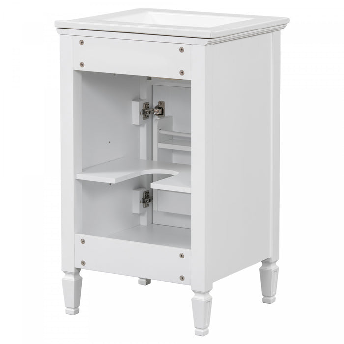 Jocelyn Meuble-lavabo de 20\" avec vasque en ceramique et structure en bois caoutchouc massif, Noir