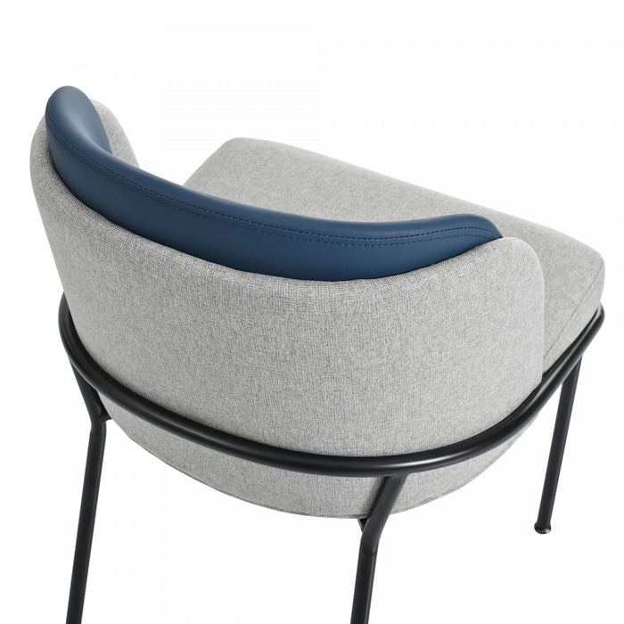 Olivia Ensemble de 4 chaises de salle a manger modernes avec pieds inclines et pieds reglables, bleu et gris