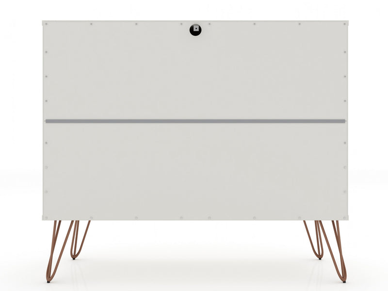 Commode Rockefeller Mid-Century Modern 89 cm en blanc casse (3 tiroirs) - Lot de 2