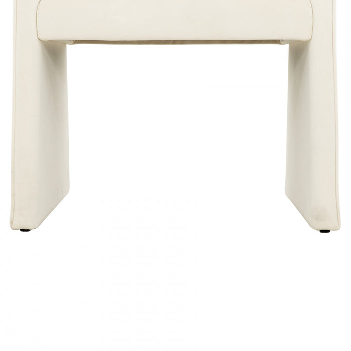 Chaise d'appoint de salle a manger Kendrick rembourree en velours ivoire (ens. de 2)