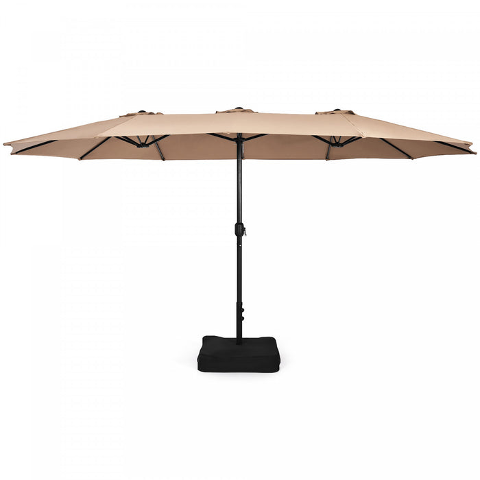 Costway Parasol double face de 15 pieds pour patio, parasol de marche exterieur, beige